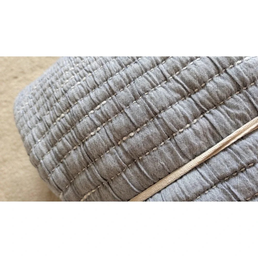 Quince NWT Organic Cotton Channel Stitch Coverlet Set Blue Shams King/ Cal King